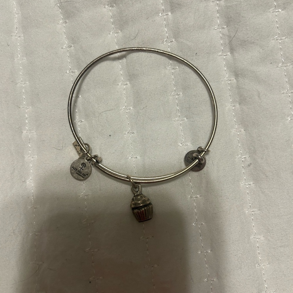 ALEX AND ANI Silver Charm Bracelet with Cupcake Pendant